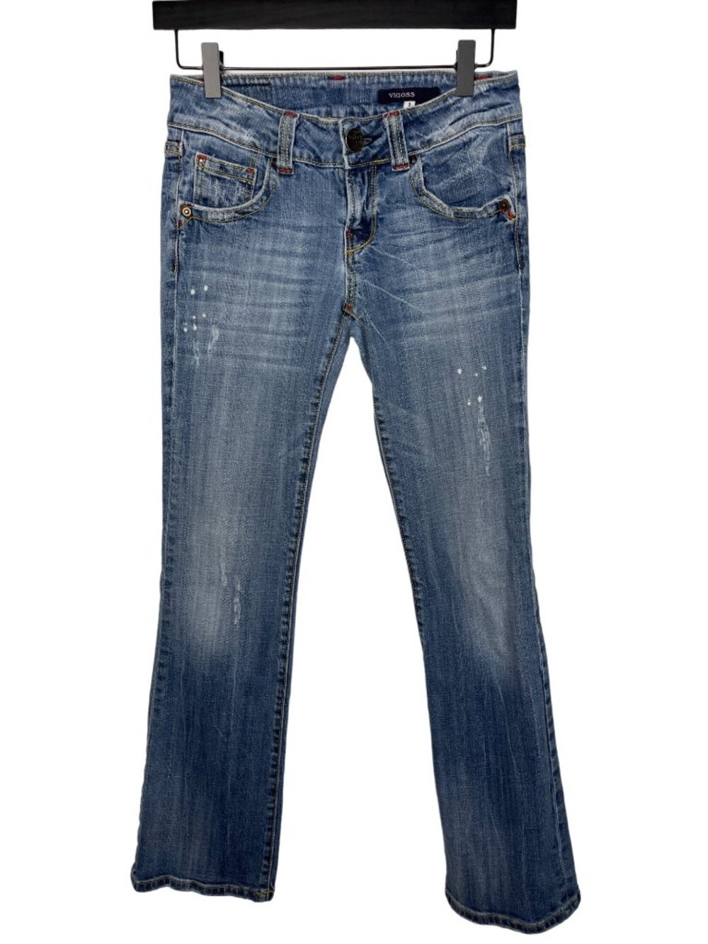 Vigoss Women’s 3 Low Rise Bootcut Jeans Distressed Stretch Denim